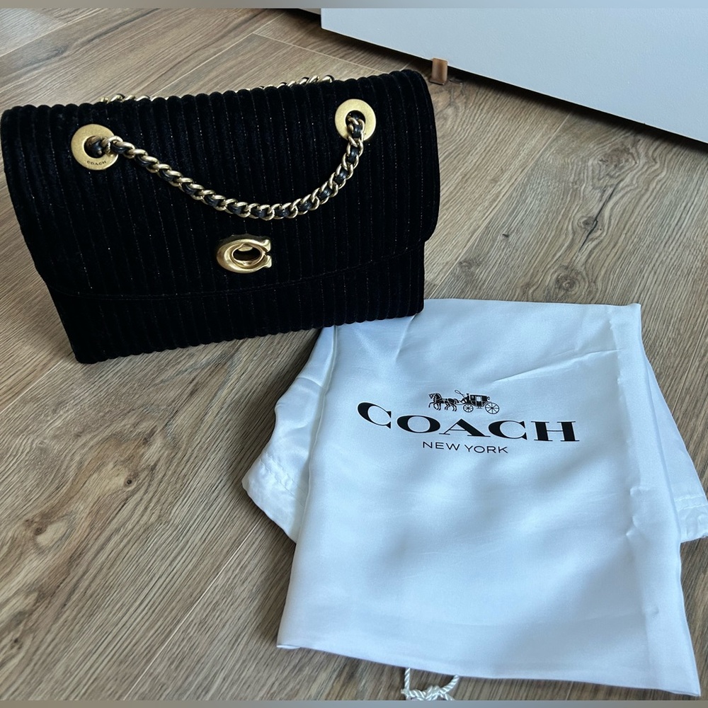 Coach Black Quilted Velvet Parker Bag